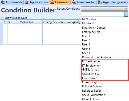 CDRFieldsinConditionBuilder